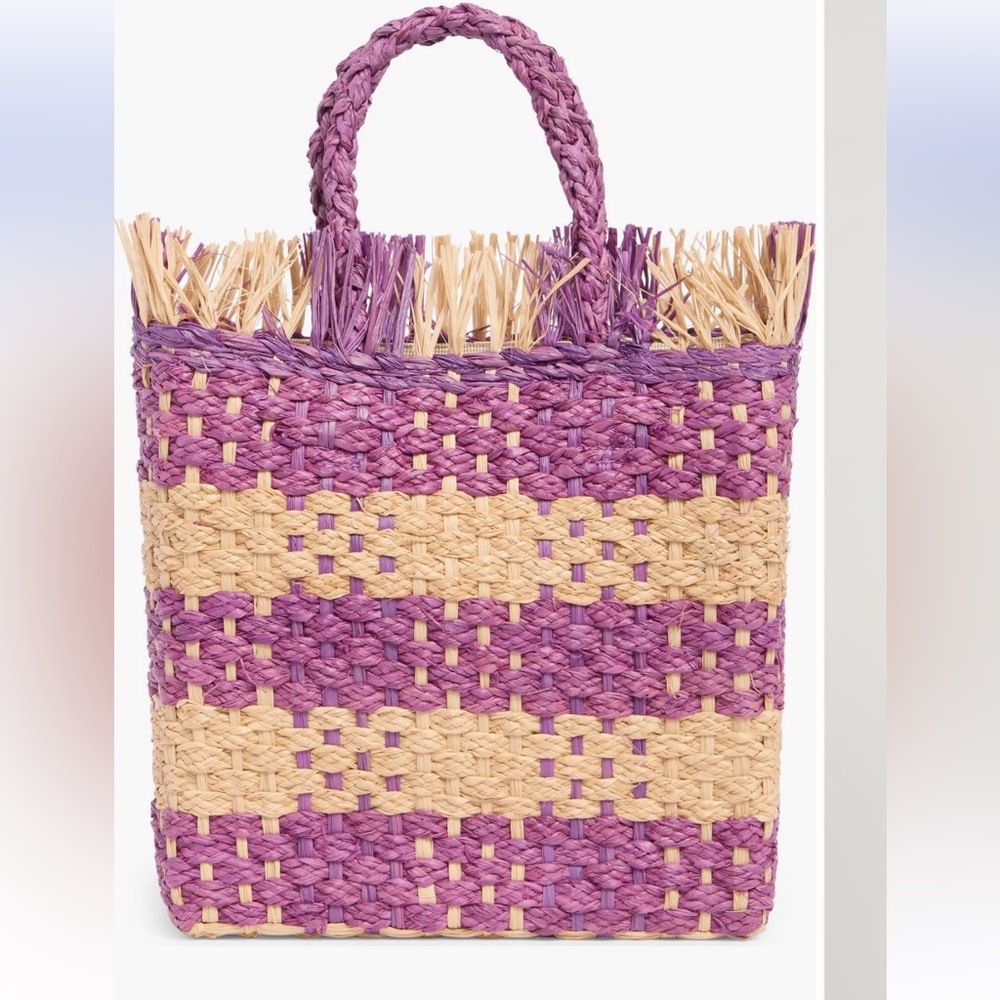 NWT LSPACE Charlie Stripe Woven Straw Bag
